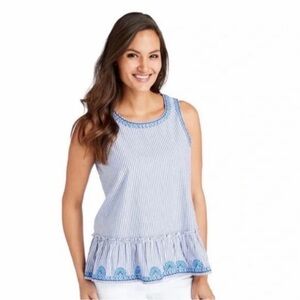 Vineyard Vines Sarah Striped Embroidered Swing Top - Small